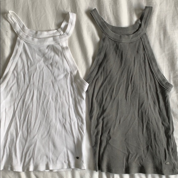 Grey and white high neck tank tops - Picture 1 of 2